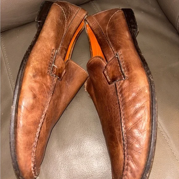 Santoni Leather Loafers, Men’s Size 10.5D